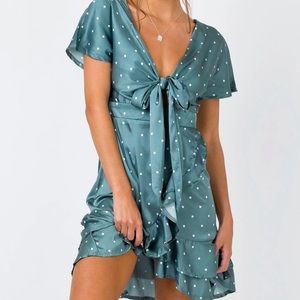 green polka dot dress